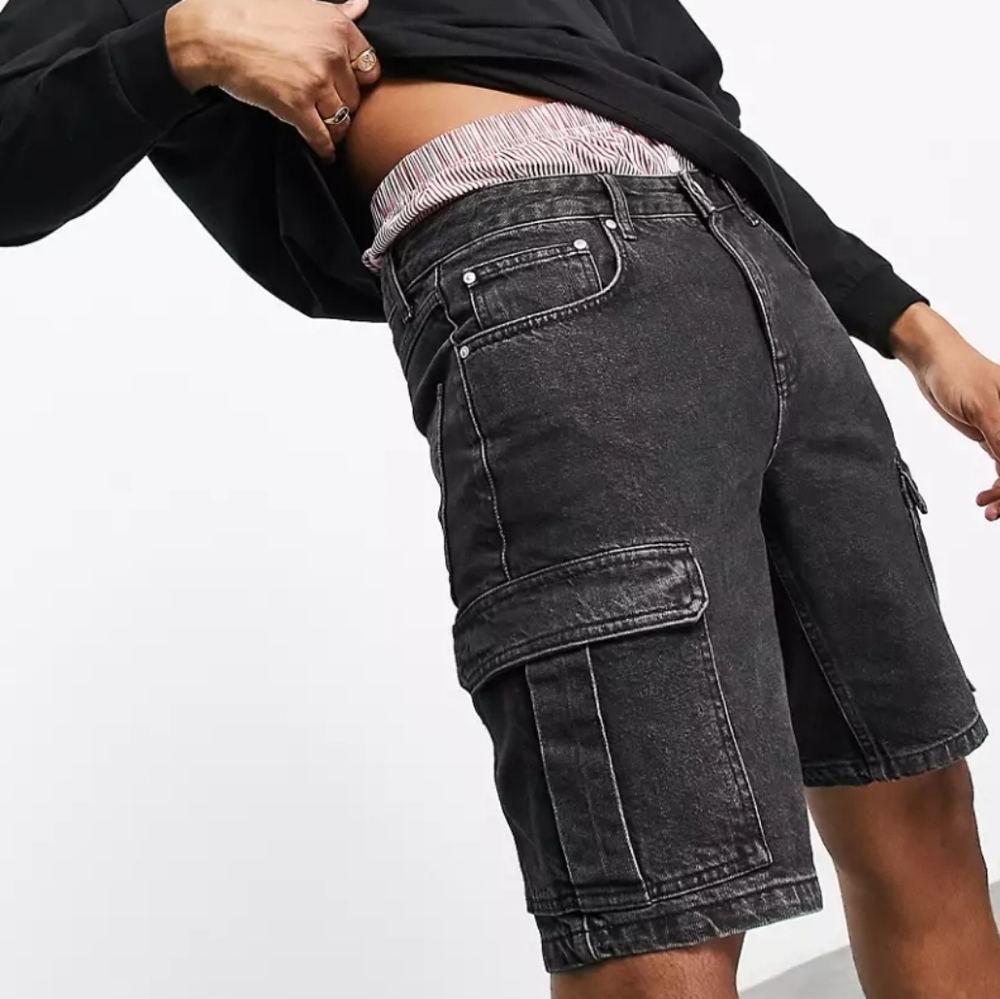 Asos Cargo Denim Shorts in Washed Black 🆕️